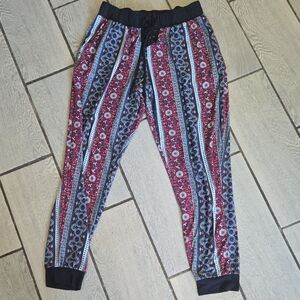 Mudd Boho Print Jogger Pants – Red, Black &‎ Blue Pattern-L  wp213
